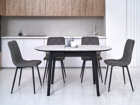 Керамический стол TM-85 белый мрамор + чёрный