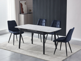 Керамический стол TM-87 белый мрамор + черный