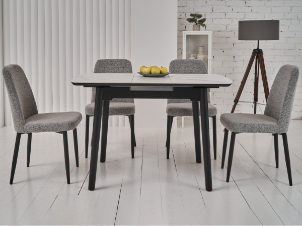 Керамический стол TM-87-1 белый мрамор + черный - фото 3