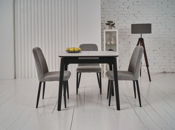 Керамический стол TM-87-1 белый мрамор + черный - фото 2