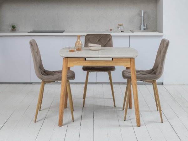 Керамический стол TM-87-1 травертин матовый + дуб - фото 3