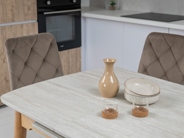 Керамический стол TM-87-1 травертин матовый + дуб - фото 4