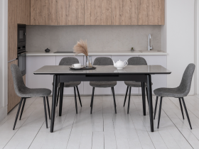 Керамический стол TM-89 калакатта мрамор (серая керамика) + черный