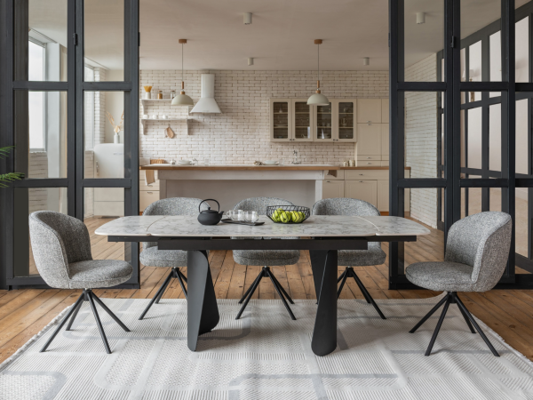 Керамічний стіл Нардо TML-1270 клауді грей + чорний