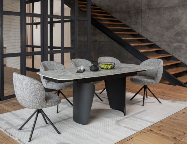 Керамічний стіл Нардо TML-1270 клауді грей + чорний - фото 4