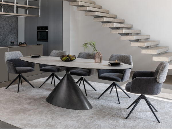 Керамічний стіл Тереза TML-1260 грей травертін + чорний