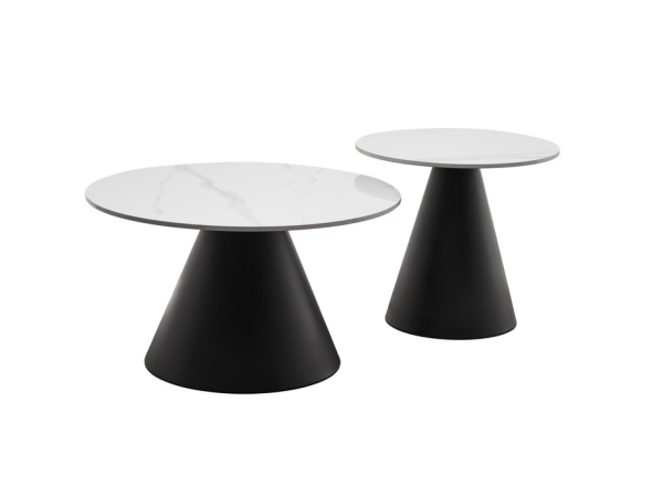 Комплект журнальных столов CT-40 Рокко белый мрамор + чёрный - фото 2
