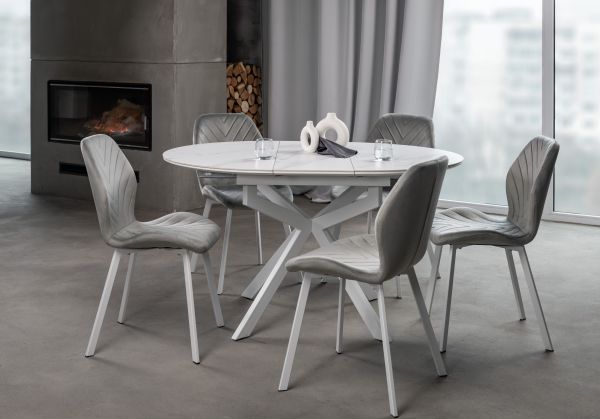 Стул N-54 светло-серый велюр + белый - фото 3