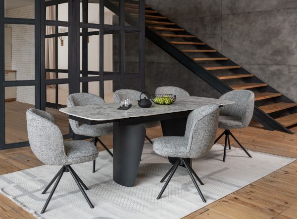 Стілець поворотний R-160 графітовий твід + чорний - фото 3