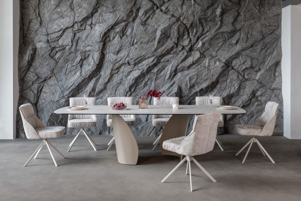 Стул поворотный R-168 жемчужный нюд + белый