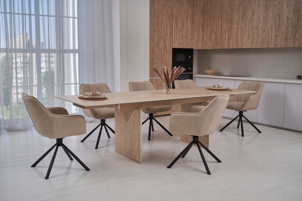 Стілець поворотний R-69 айворі + чорний - фото 3