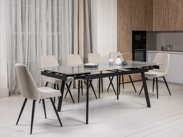 Керамический стол TM-98 бьянко карарра грей + черный