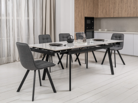 Керамічний стіл TM-98 білий мармур + чорний