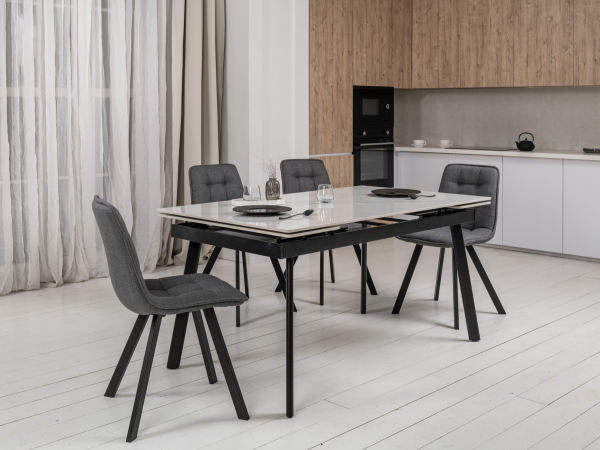 Керамічний стіл TM-98 білий мармур + чорний - фото 2