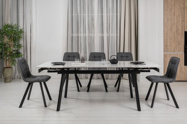 Керамічний стіл TM-98 білий мармур + чорний - фото 3