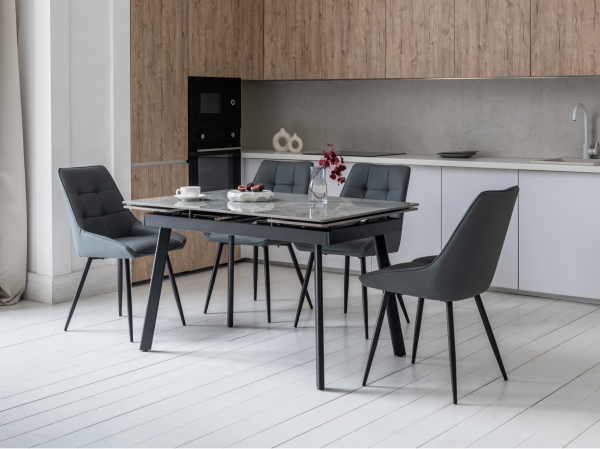 Керамический стол TM-98-1 бьянко карарра грей + черный