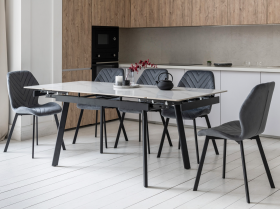 Керамический стол TM-98-1 белый мрамор + черный