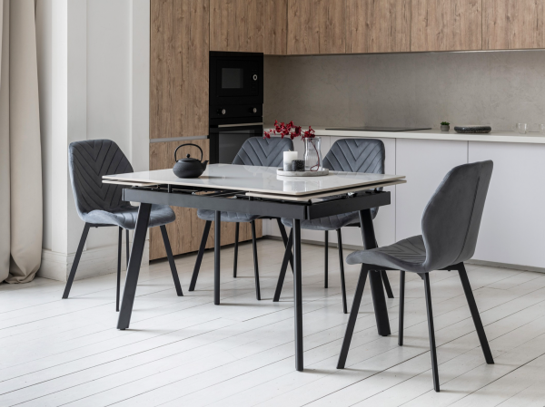 Керамический стол TM-98-1 белый мрамор + черный - фото 2