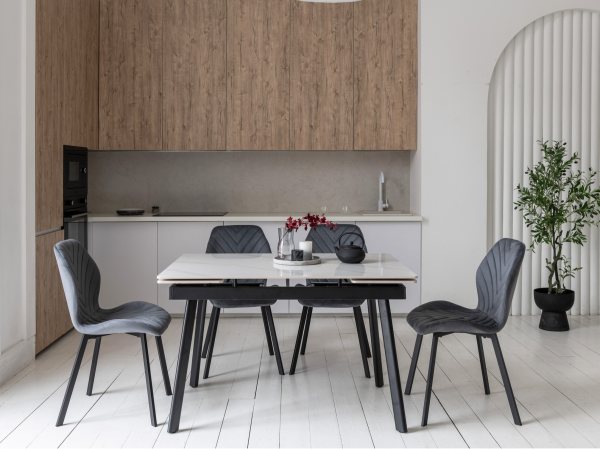 Керамический стол TM-98-1 белый мрамор + черный - фото 3