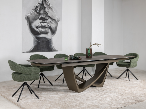 Керамічний стіл Беатріче TML-994 неро зебрано + коричневий