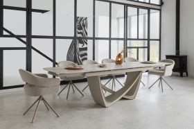 Керамический стол Беатриче TML-994 грей травертин + бежевый