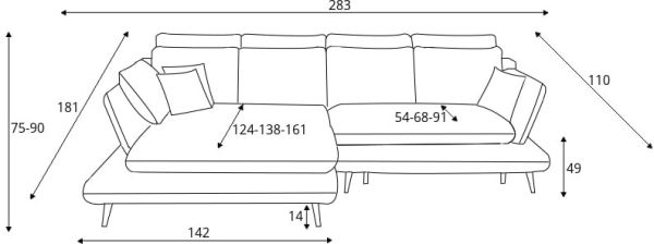 Угловой раскладной диван Monte , правый угол Wersal