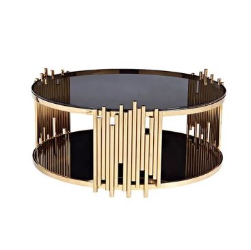 Журн. столик TT027 Золотая нержав. сталь, черное стекло Sogni