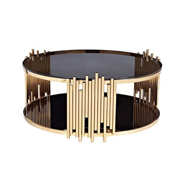 Журн. столик TT027 Золотая нержав. сталь, черное стекло Sogni