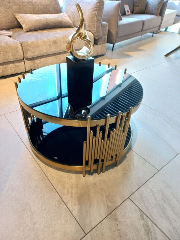 Журн. столик TT027 Золотая нержав. сталь, черное стекло Sogni - фото 3