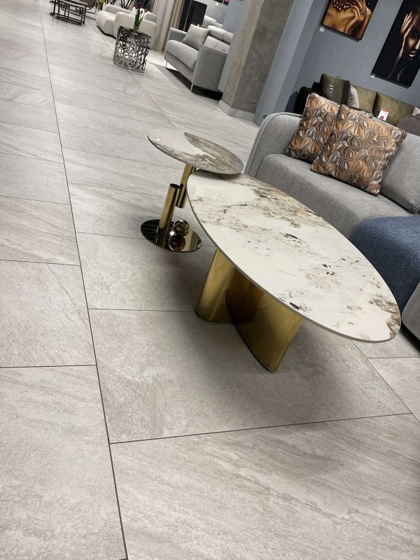 Журн. столик TT142 (130x70x45 D50x50) Золотая нержав.сталь + керамогранит Sogni - фото 3