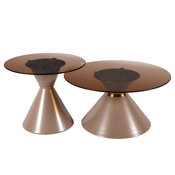 Журнальные столики CT-6049 80*80*51 см, 60*60*42 см Коричневое стекло Hestia - фото 4