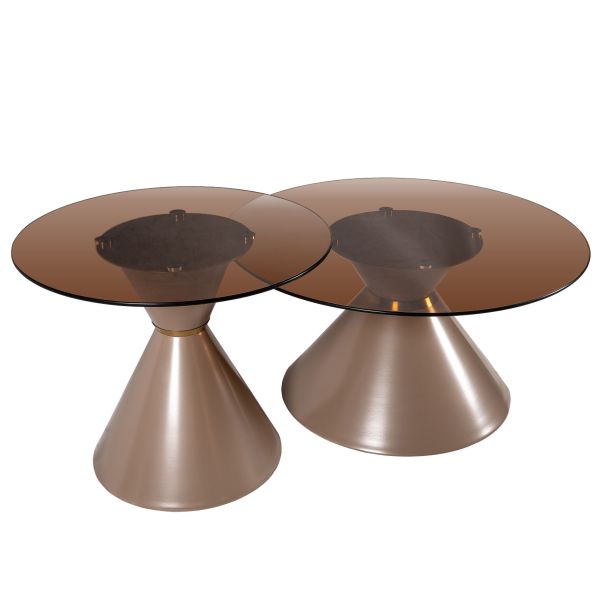 Журнальные столики CT-6049 80*80*51 см, 60*60*42 см Коричневое стекло Hestia