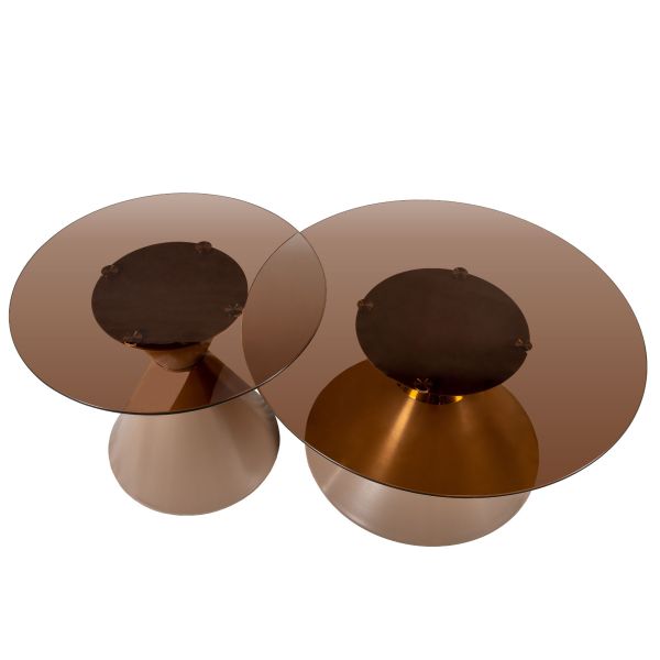 Журнальные столики CT-6049 80*80*51 см, 60*60*42 см Коричневое стекло Hestia - фото 2