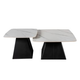 Журнальные столики CT-6051 80*80*48 см, 60*60*42 см Белоснежный мат Hestia