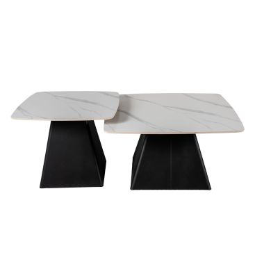 Журнальные столики CT-6051 80*80*48 см, 60*60*42 см Белоснежный мат Hestia