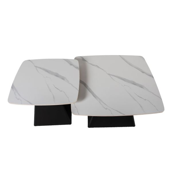 Журнальные столики CT-6051 80*80*48 см, 60*60*42 см Белоснежный мат Hestia