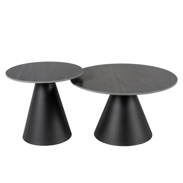 Журнальные столики CT-888 70*70 *46 см, 50*50*41 см Австралийский песок, черный матовый Hestia - фото 4