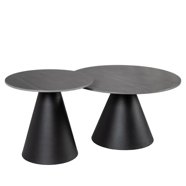 Журнальные столики CT-888 70*70 *46 см, 50*50*41 см Австралийский песок, черный матовый Hestia