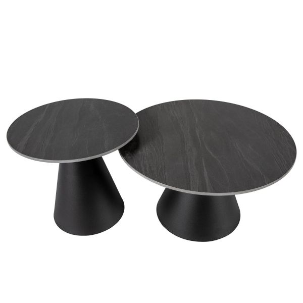 Журнальные столики CT-888 70*70 *46 см, 50*50*41 см Австралийский песок, черный матовый Hestia - фото 3