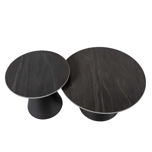 Журнальные столики CT-888 70*70 *46 см, 50*50*41 см Австралийский песок, черный матовый Hestia - фото 5