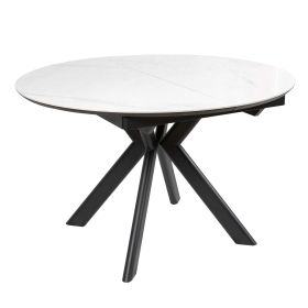 Стол ASTRA 120(160)*120*75 Снежный камень+черный песок, глянцевый покр.(CN003) к-кт(1-2)