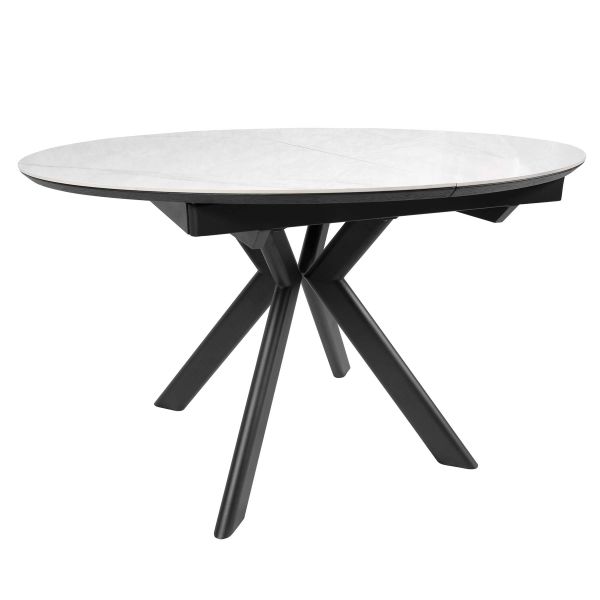 Стол ASTRA 120(160)*120*75 Снежный камень+черный песок, глянцевый покр.(CN003) к-кт(1-2) - фото 8