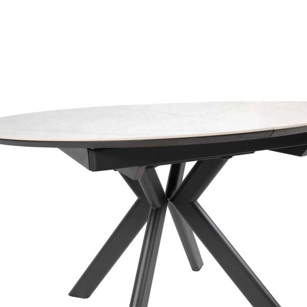 Стол ASTRA 120(160)*120*75 Снежный камень+черный песок, глянцевый покр.(CN003) к-кт(1-2) - фото 3