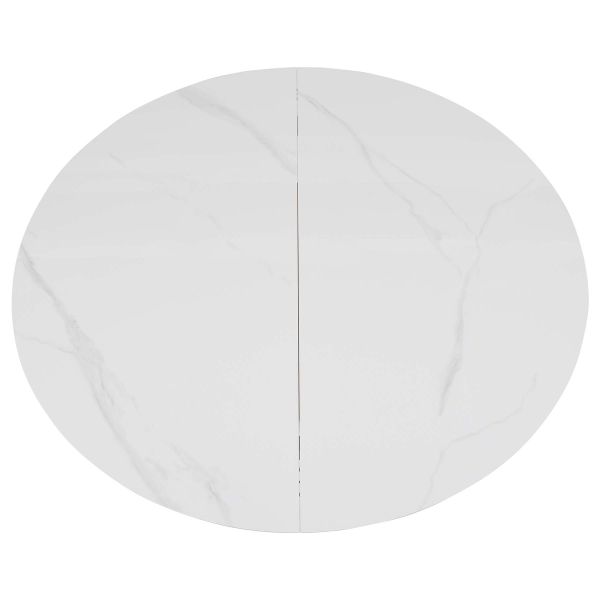 Стол ASTRA 120(160)*120*75 Снежный камень+черный песок, глянцевый покр.(CN003) к-кт(1-2) - фото 4