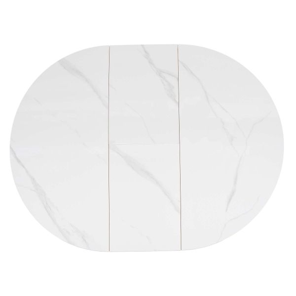 Стол ASTRA 120(160)*120*75 Снежный камень+черный песок, глянцевый покр.(CN003) к-кт(1-2) - фото 6