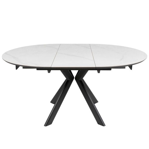 Стол ASTRA 120(160)*120*75 Снежный камень+черный песок, глянцевый покр.(CN003) к-кт(1-2) - фото 7