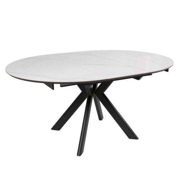 Стол ASTRA 120(160)*120*75 Снежный камень+черный песок, глянцевый покр.(CN003) к-кт(1-2) - фото 2