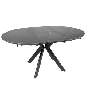 Стол ASTRA 120(160)*120*75 Черный+песочно черный, матовое укр.(CN010) к-кт(1-2)