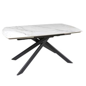 Стіл MYRA 160(240)*90*77 Золотий з білим+піщано-чорний, матове покр.(CN004) к-кт(1-2)