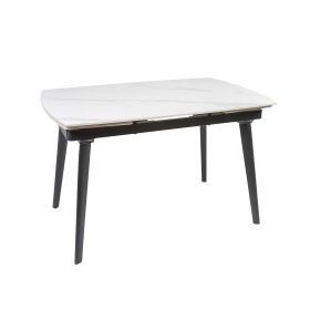 Стол ZELOS 120(180)*80*75 Яркий горный камень+черный песок, глянцевое покрытие (CN003)